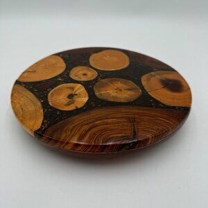 Round Reclaimed Wood Trivet  "Country Wood